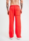 Yırtmaç Detaylı Boru Paça Baggy Eşofman Pantolon  Kırmızı