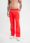 Yırtmaç Detaylı Boru Paça Baggy Eşofman Pantolon  Kırmızı