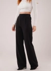 Yüksek Bel Bol Paça Krep iyah Pantolon