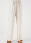 Yüksek Bel Bol Paça Pantolon  Krem