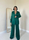 Zümrüt Saten Ceket Ve Pantolon Takım