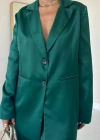 Zümrüt Saten Ceket Ve Pantolon Takım