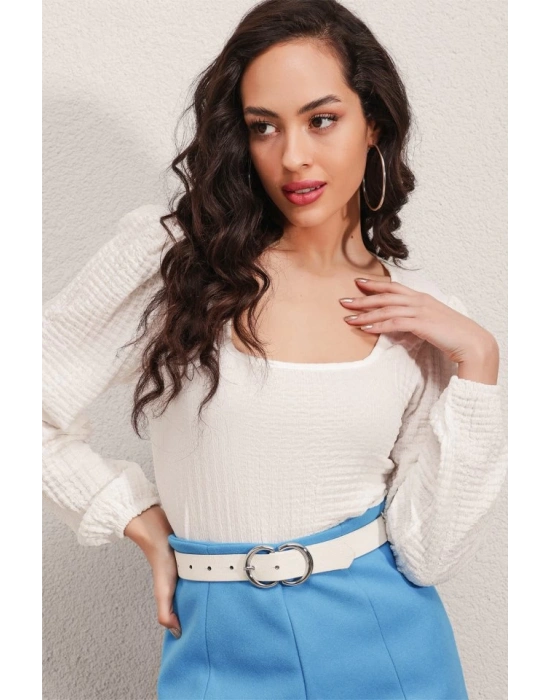 04 Uzun Kollu Bluz  Beyaz