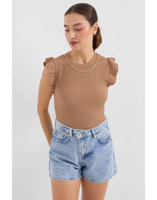 0430 Örme Bluz  Camel