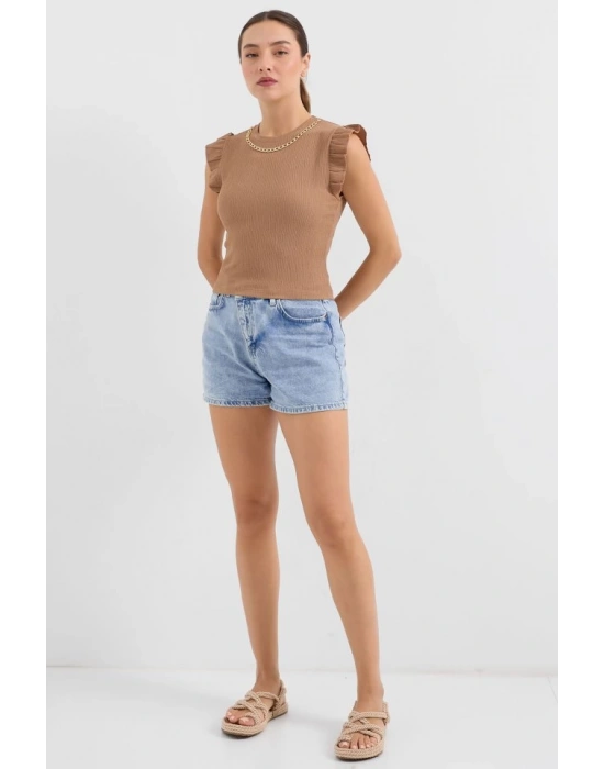 0430 Örme Bluz  Camel