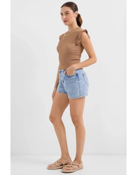 0430 Örme Bluz  Camel