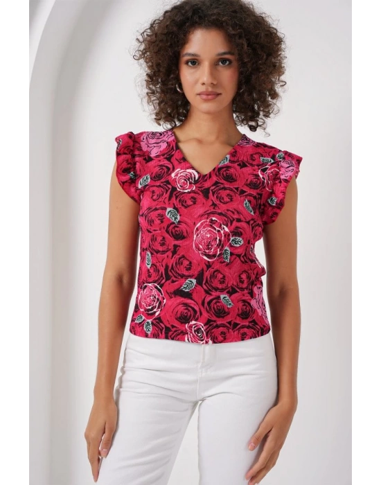 0430 Örme Bluz  D.Kırmızı