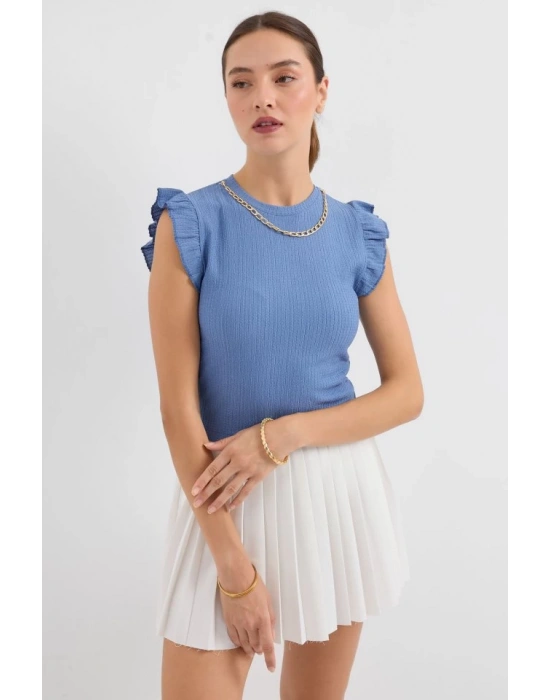 0430 Örme Bluz  İndigo