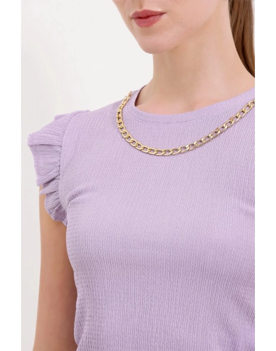 0430 Örme Bluz  Lila