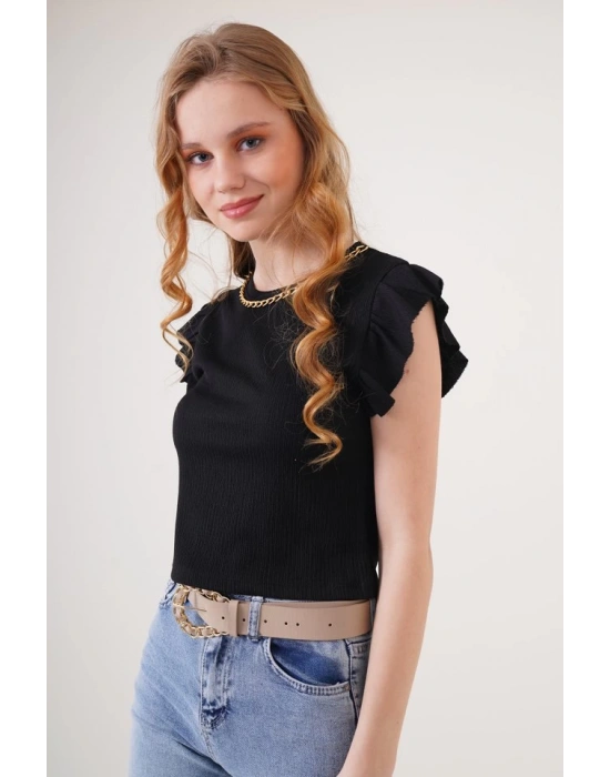 0430 Örme Bluz  Siyah