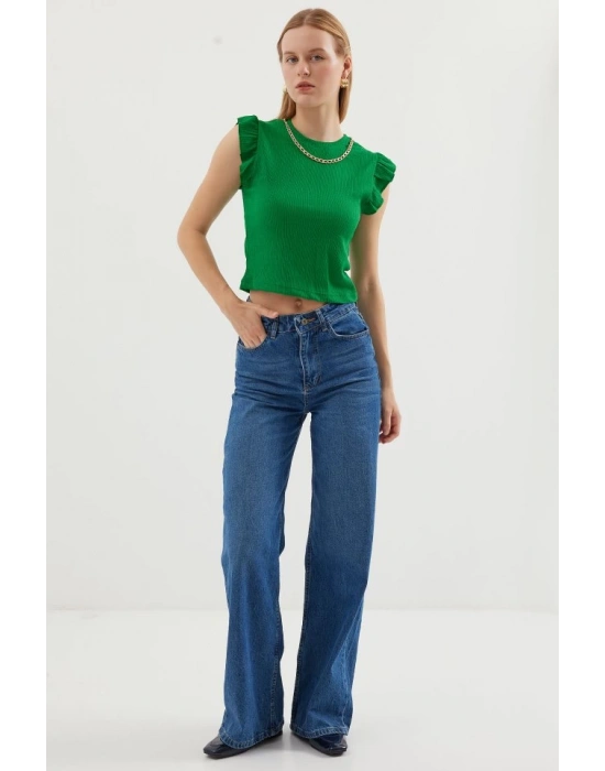 0430 Örme Bluz  Yeşil