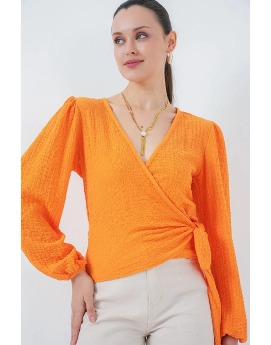 0441 Anvelop Örme Bluz  Turuncu