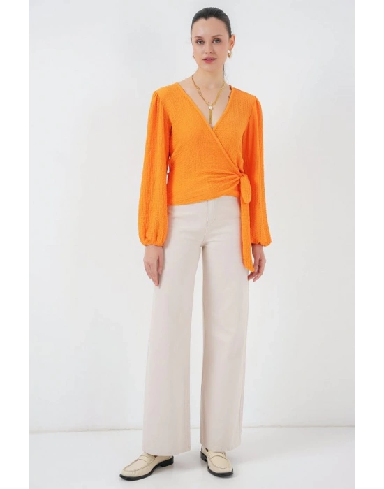 0441 Anvelop Örme Bluz  Turuncu