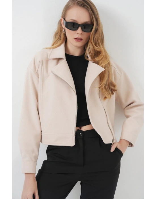 0717 Kısa Kaşe Ceket  Bej