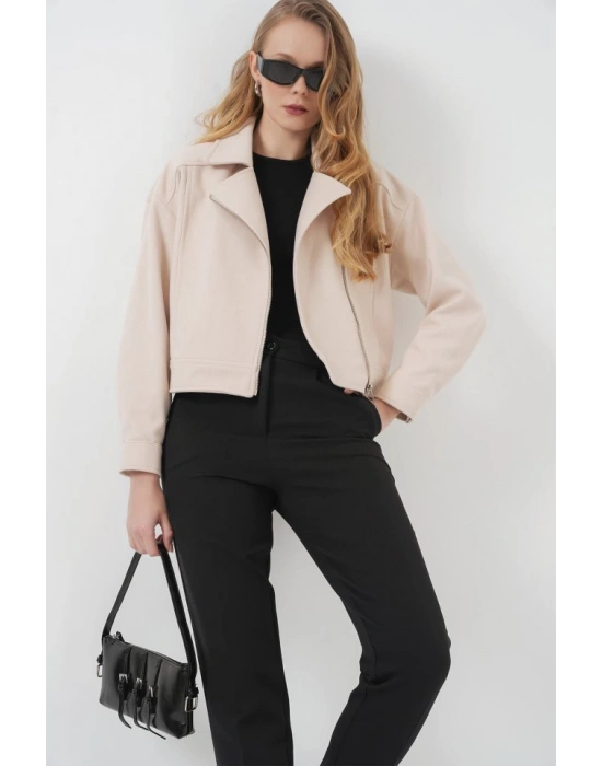 0717 Kısa Kaşe Ceket  Bej