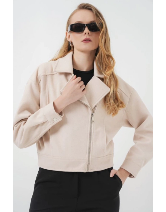 0717 Kısa Kaşe Ceket  Bej