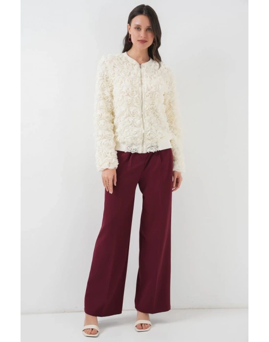 0719 Güllü Ceket  Ekru
