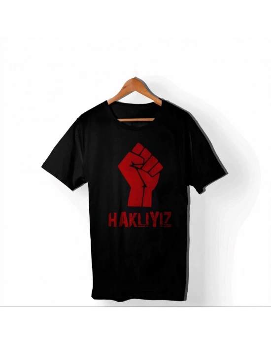 1 ayıs Emekçilerimiz İçin Özel Tasarım HAKIYIZ Baskılı Tshirt  iyah