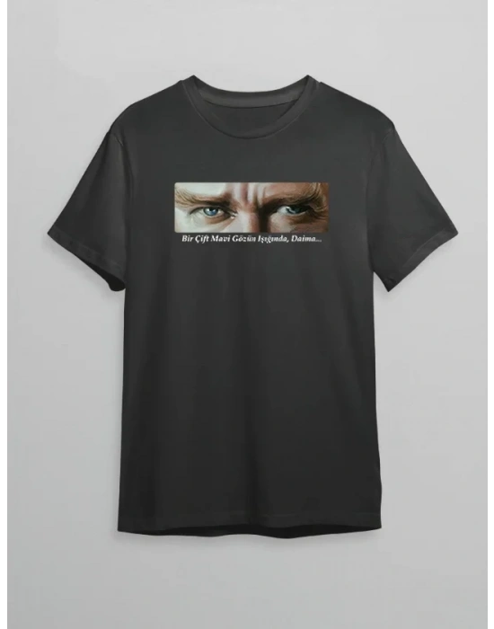 10 Kasım Atatürkü Anma Günü Baskılı Oversize Bisiklet Yaka Tshirt  iyah