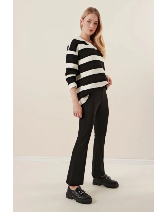 10220 İspanyol Paça Pantolon  Siyah