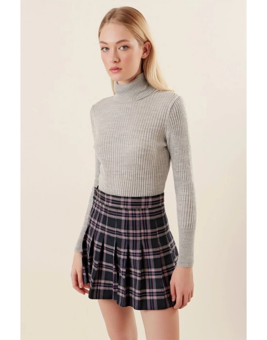 10311 Balıkçı Yaka Triko Kazak  Gri