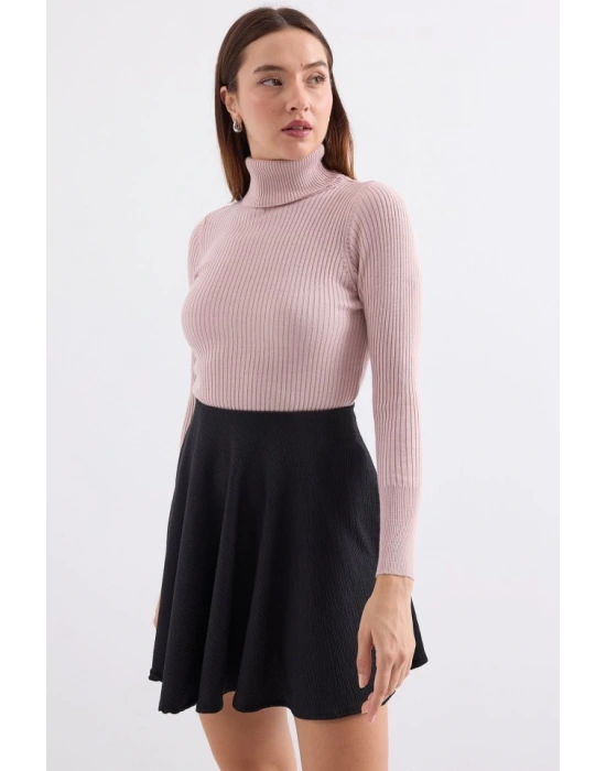 10311 Balıkçı Yaka Triko Kazak  Pembe