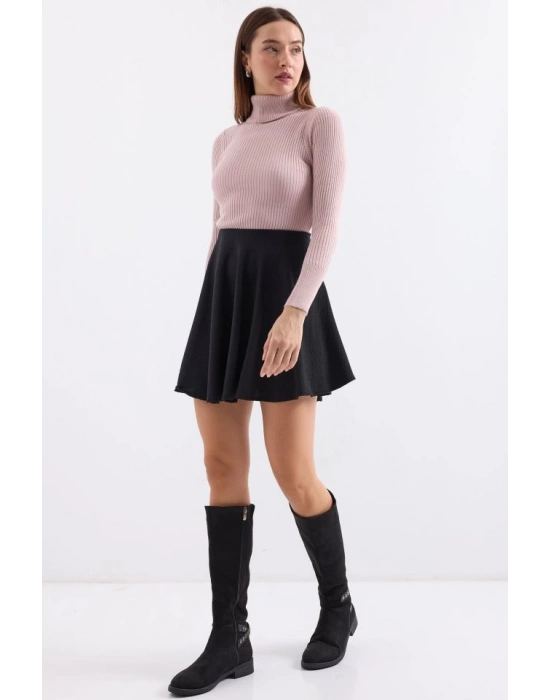 10311 Balıkçı Yaka Triko Kazak  Pembe