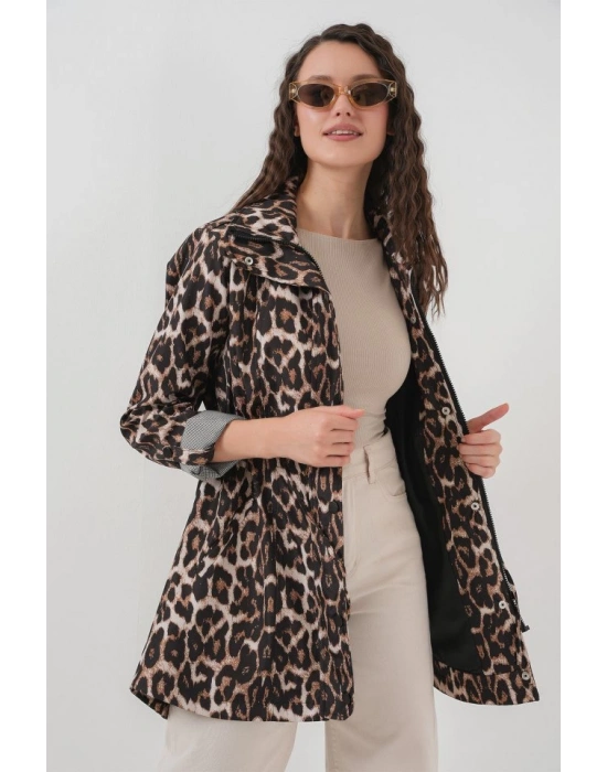 10322 Beli Büzgülü Trençkot  C. Kahverengi