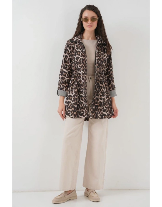 10322 Beli Büzgülü Trençkot  C. Kahverengi