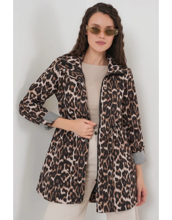 10322 Beli Büzgülü Trençkot  C. Kahverengi