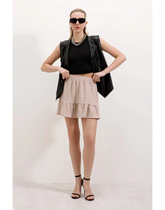 1884 Örme Mini Etek  Bej