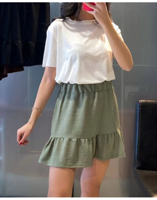 1884 Örme Mini Etek  Çağla