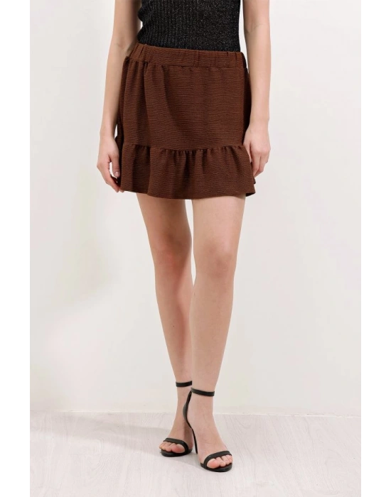 1884 Örme Mini Etek  Kahverengi