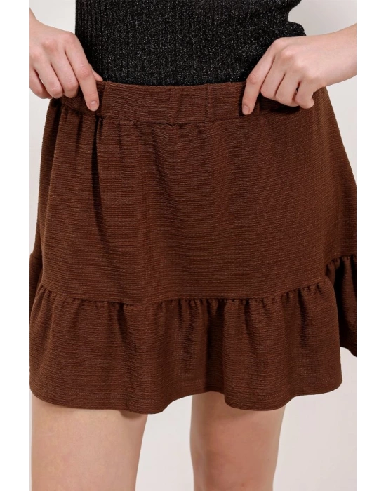 1884 Örme Mini Etek  Kahverengi