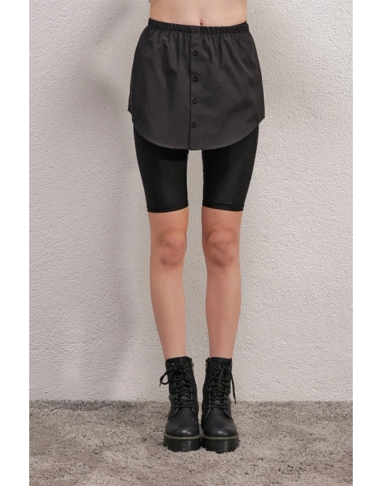 1888 Sweatshirt Kazak Altı Gömlek Etek  Siyah