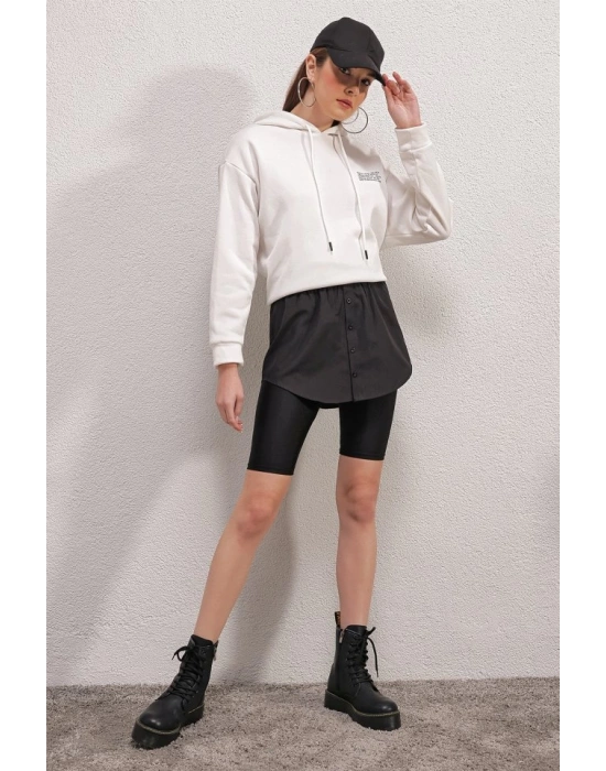 1888 Sweatshirt Kazak Altı Gömlek Etek  Siyah