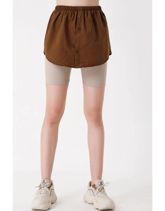 1888 Sweatshirt Ve Kazak Altı Gömlek Etek  Kahverengi