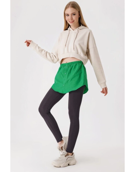 1888 Sweatshirt Ve Kazak Altı Gömlek Etek  Yeşil