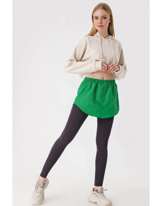 1888 Sweatshirt Ve Kazak Altı Gömlek Etek  Yeşil