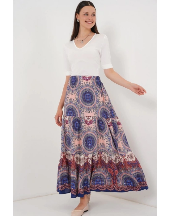 1898 Desenli Uzun Etek  Saks