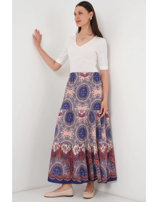 1898 Desenli Uzun Etek  Saks