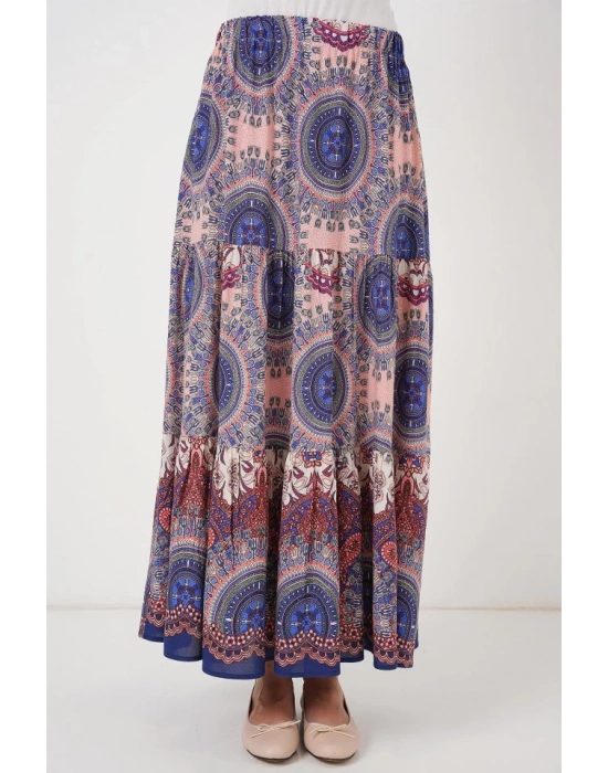 1898 Desenli Uzun Etek  Saks