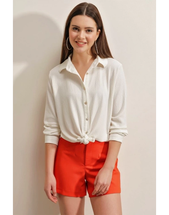 20160 Örme Gömlek  Beyaz