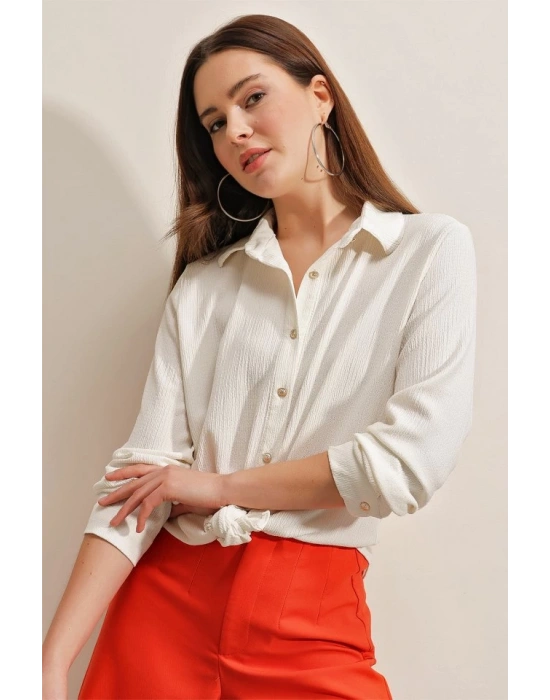 20160 Örme Gömlek  Beyaz