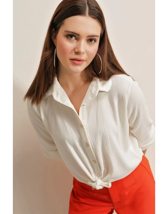 20160 Örme Gömlek  Beyaz