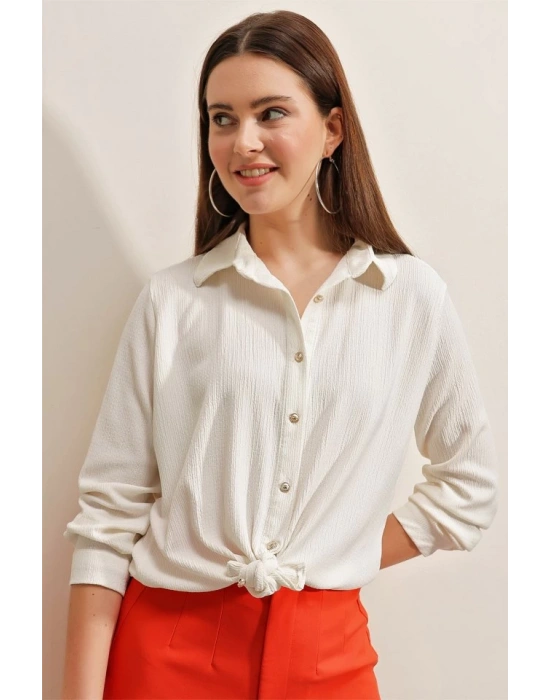 20160 Örme Gömlek  Beyaz