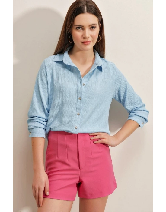 20160 Örme Gömlek  Mavi