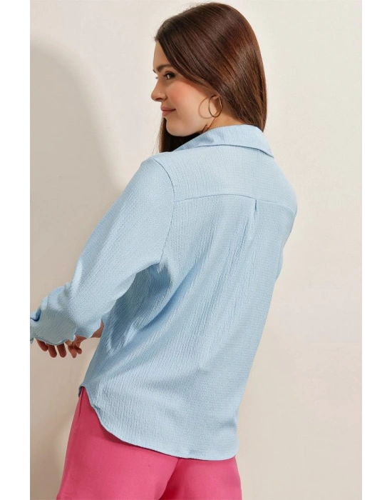 20160 Örme Gömlek  Mavi