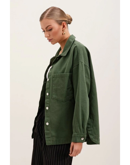 20192 Oversize Gabardin Gömlek Ceket  Haki