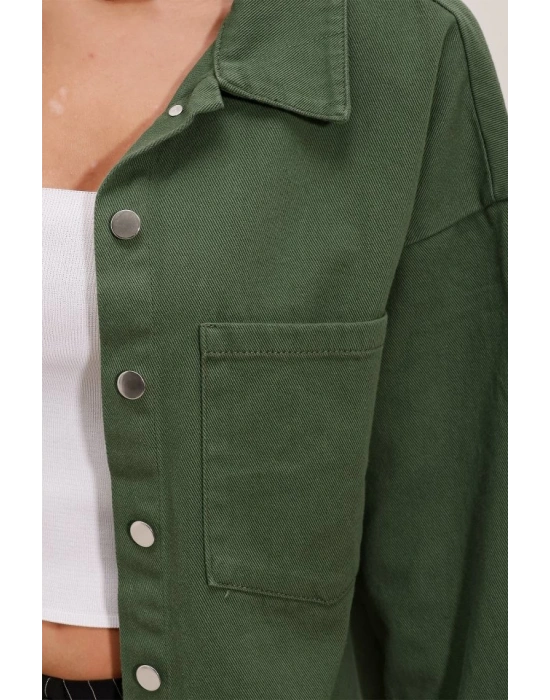 20192 Oversize Gabardin Gömlek Ceket  Haki